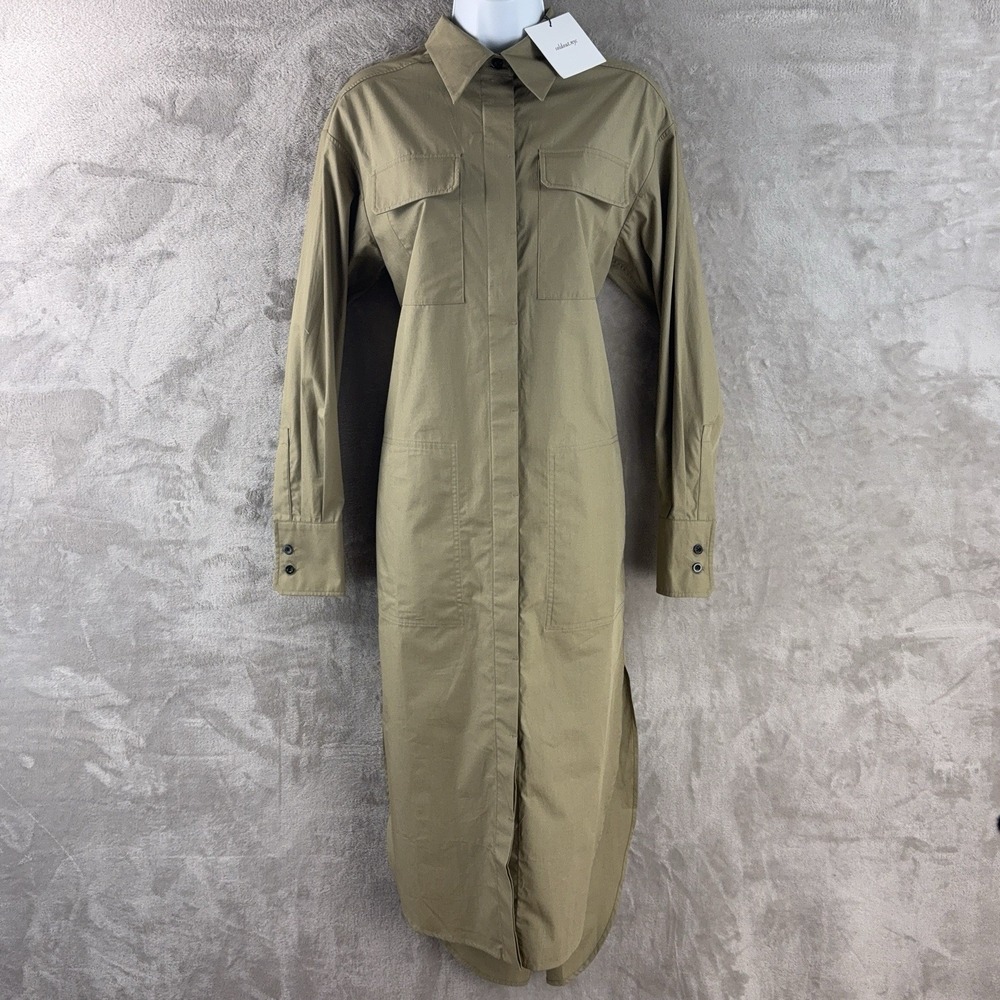 soldout.nyc The Everything Shirt Dress Womens Size XS Olive‎ Maxi Utility